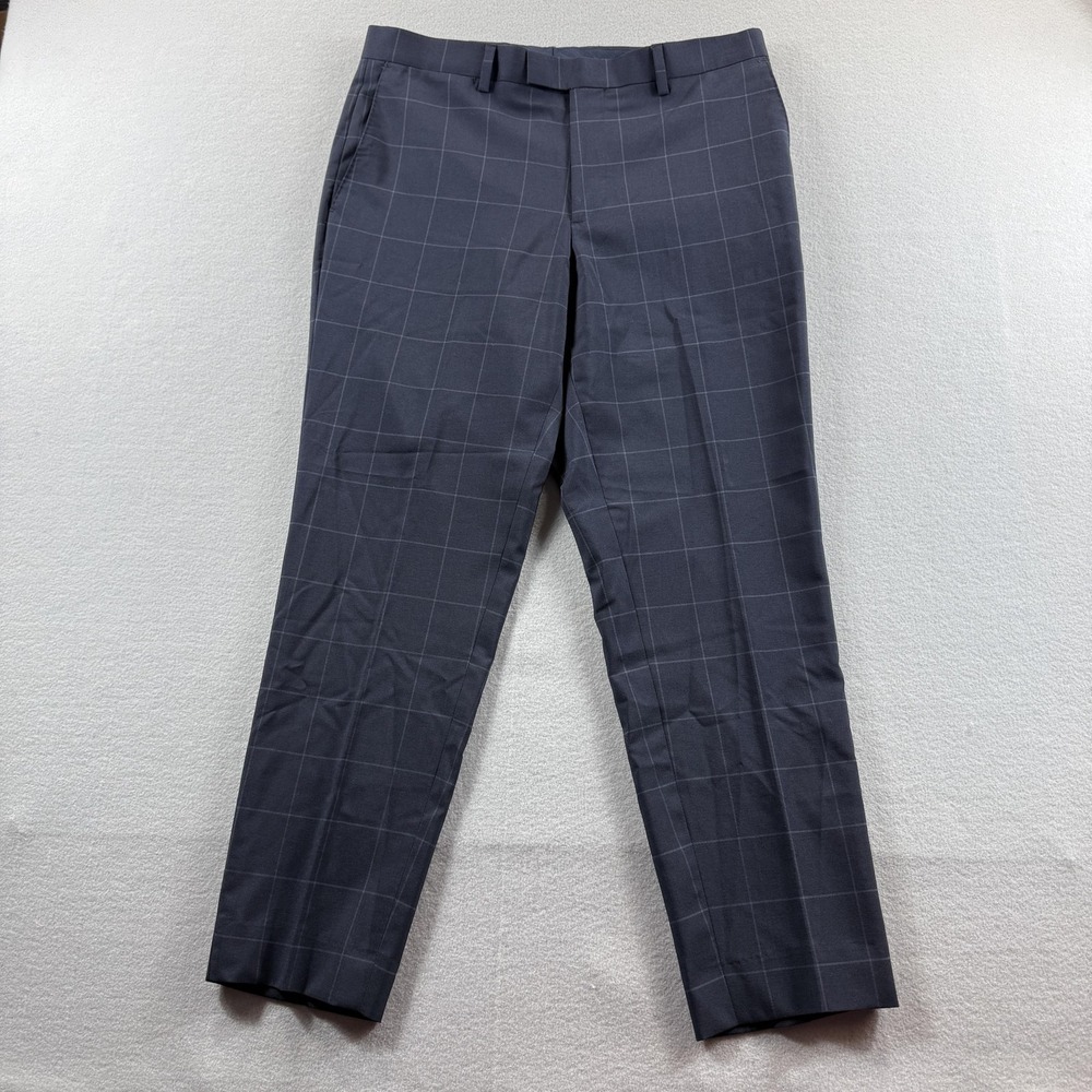 Banana Republic Pants Mens 32x27 Blue Check Slim Fit Dress Slacks Office